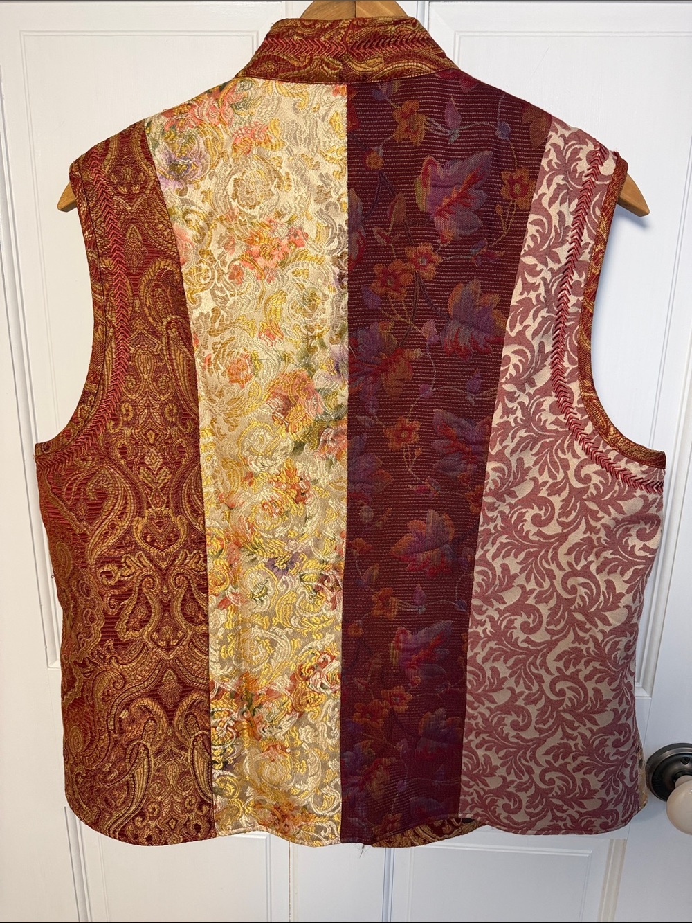 Coldwater Creek Patchwork Brocade Vest — Burgundy, Gold & Cream Jacquard Brocade - Picture 5 of 6